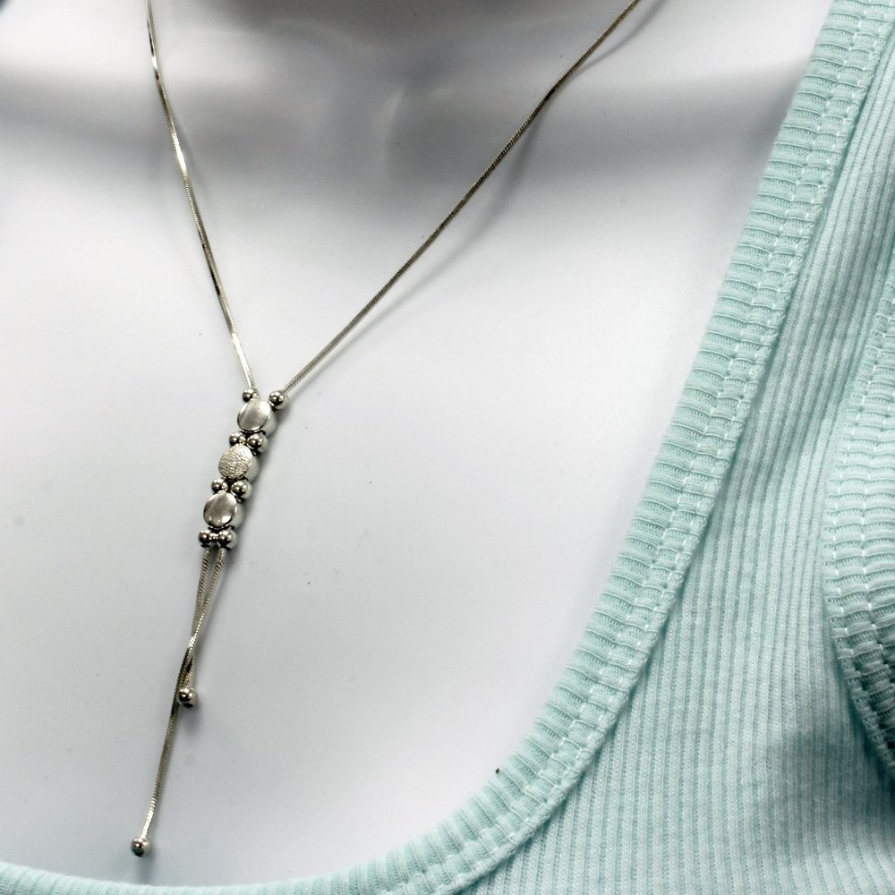 New 925 Silver Dangle Ball snake Chain Necklace